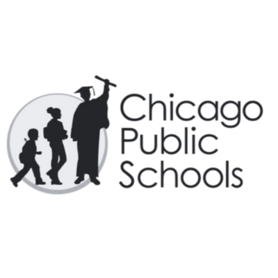 Chicago Public Schools logo with three student silhouettes inside a circle next to the district name.