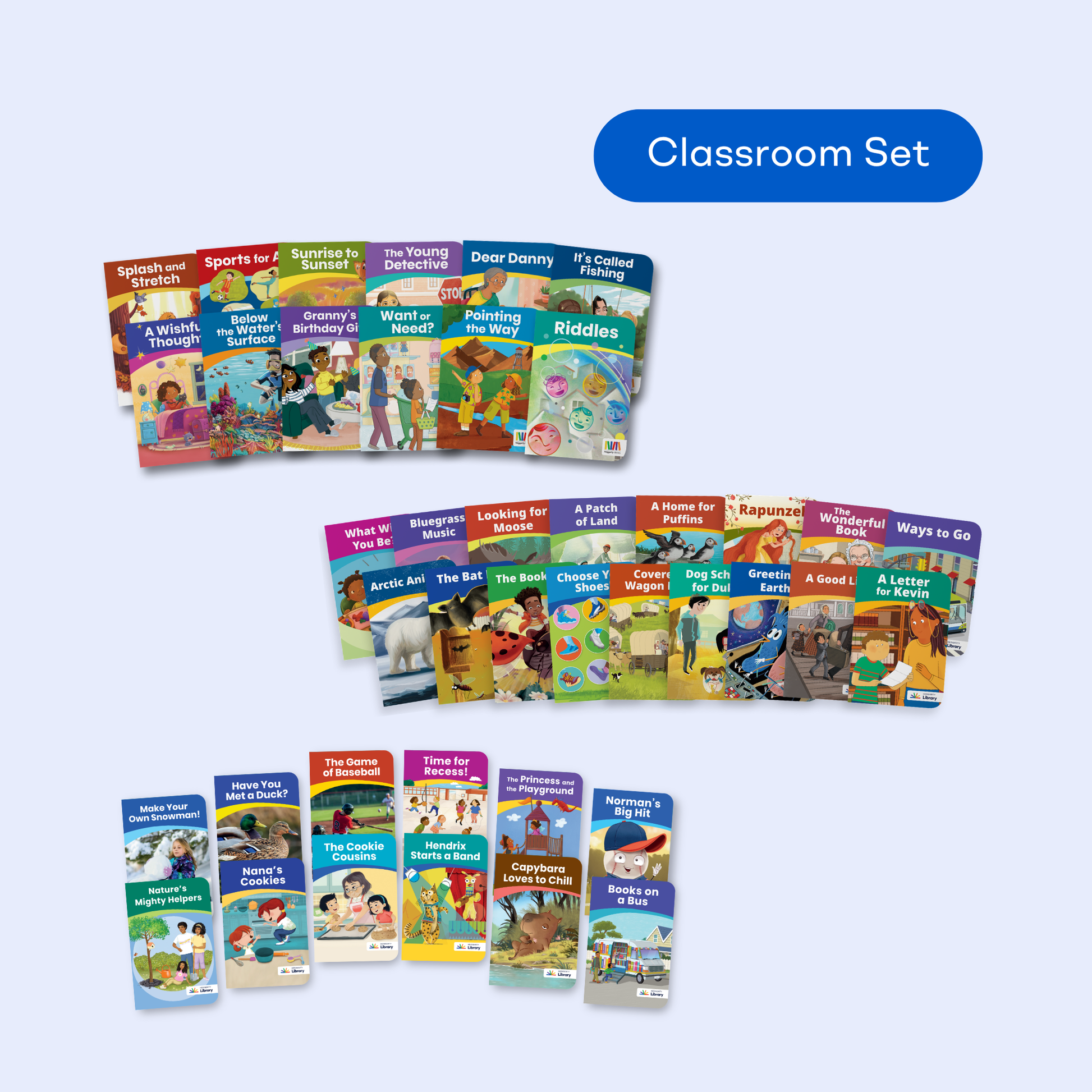 Cover collage of the Heggerty Library 2nd Grade Classroom Bundle, spanning science, nature, sports, biographies, and SEL.