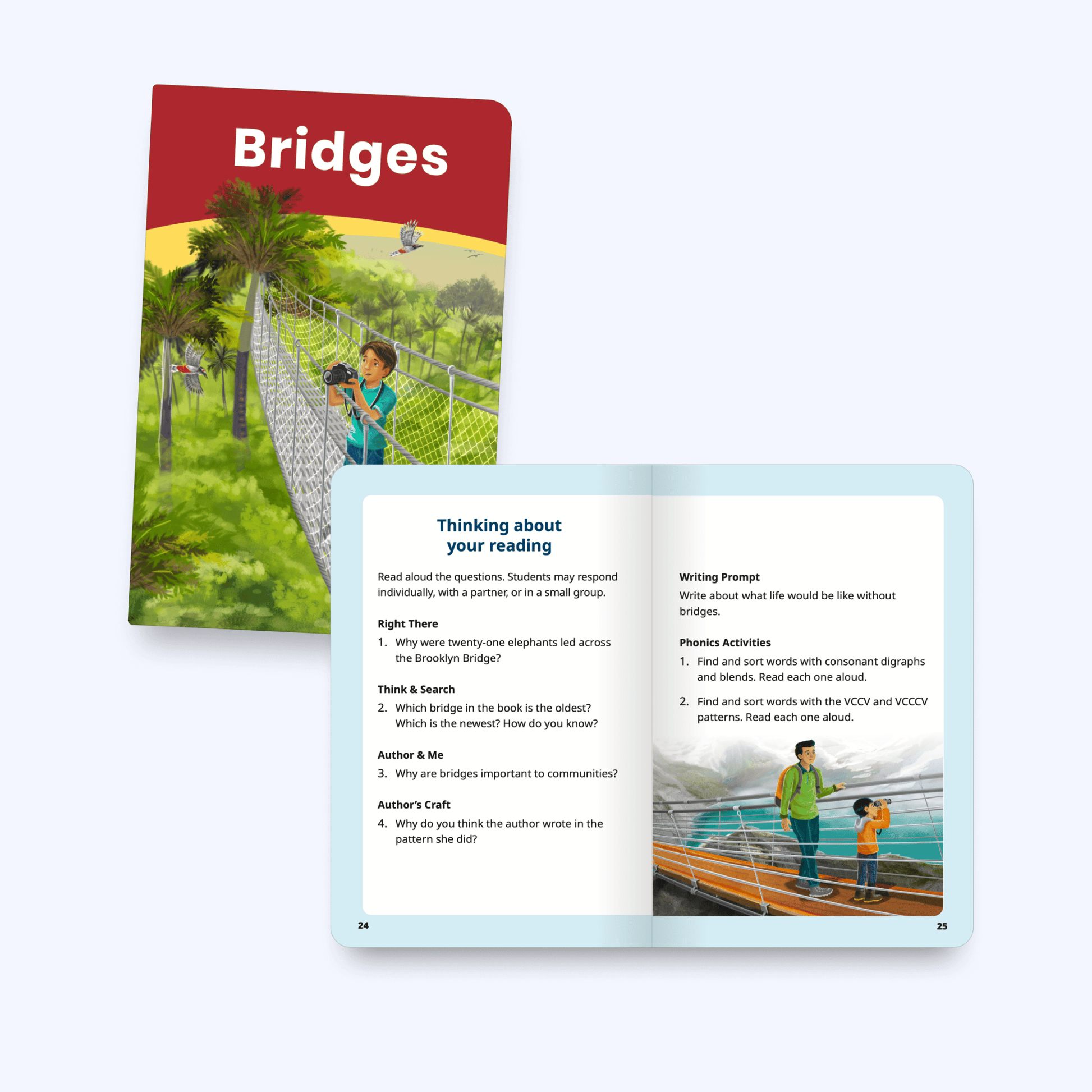Bridges decodable reader with comprehension questions and phonics activities for third grade reading practice