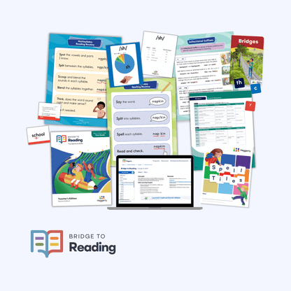 Bridge to Reading Third Grade Foundational Skills Kit with Teacher's Edition, suffix cards, decodable readers, and Spell Tiles