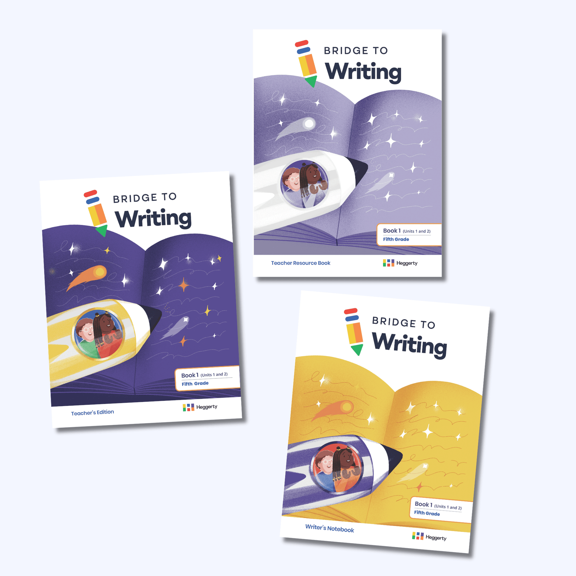 Bridge to Writing Fifth Grade Book 1 Units 1 and 2 Teacher's Edition, Teacher Resource Book, and Writer's Notebook from Heggerty