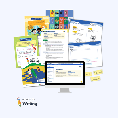 Bridge to Writing Kindergarten Foundational Skills Kit with Teacher's Edition, anchor charts, WRITE Book, and word cards