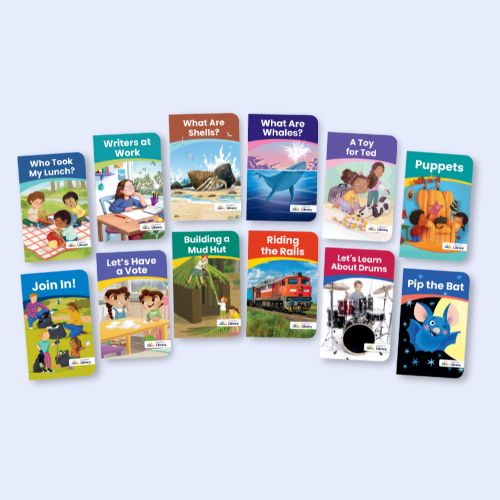 Heggerty Library Grade 1 Series 3 decodable books featuring 12 illustrated covers for phonics, decoding, and reading fluency.