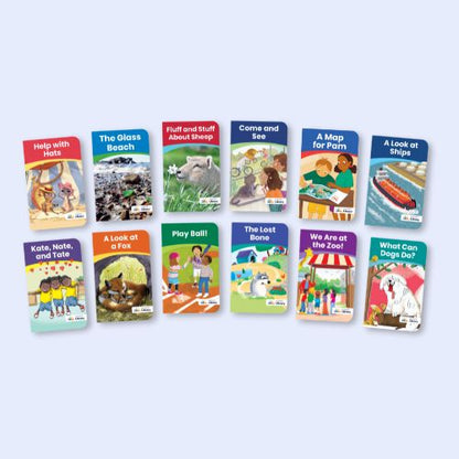 Heggerty Kindergarten Library Series 3 with twelve illustrated fiction and nonfiction decodable books for early reading fluency.
