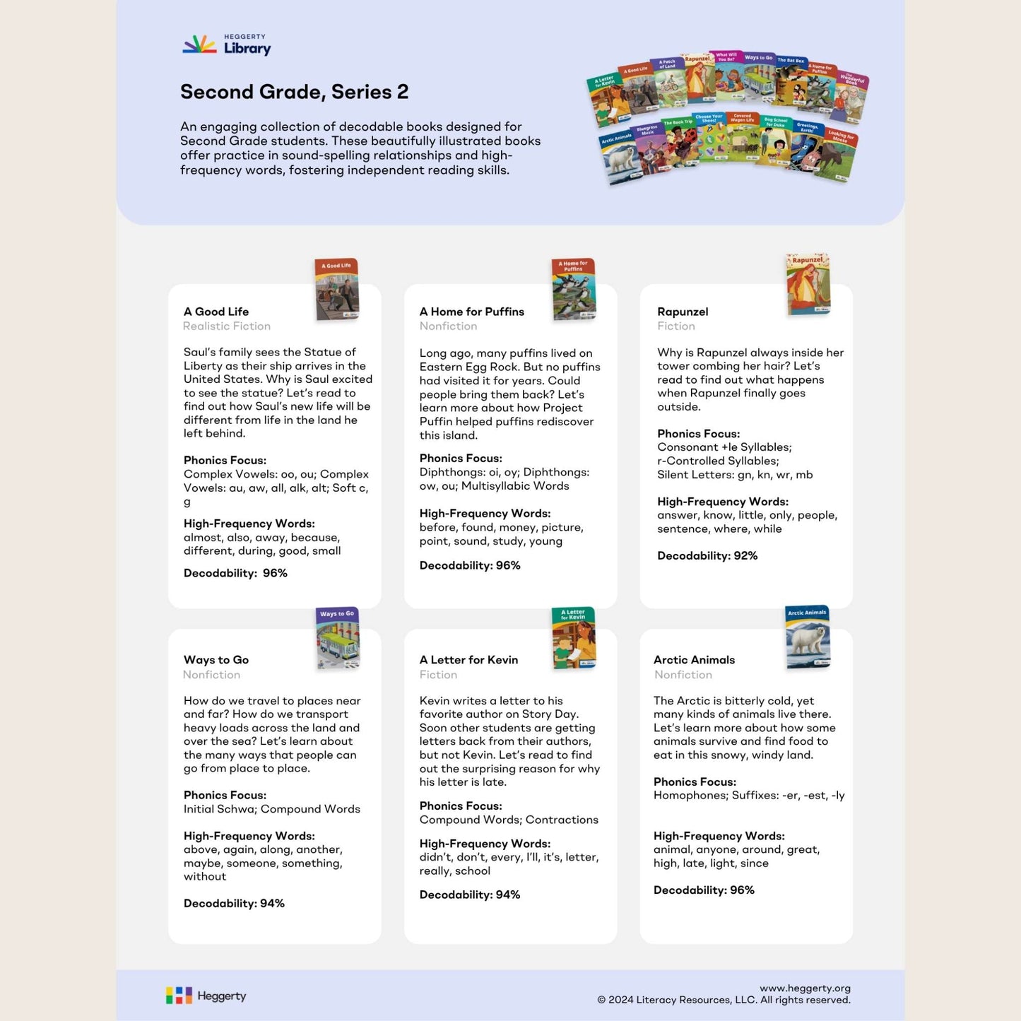 Heggerty Library Second Grade Series 2 book collection with books displayed on a white background.