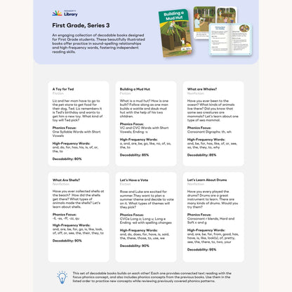 Heggerty's educational book series for first grade with decodable books and phonics focus.
