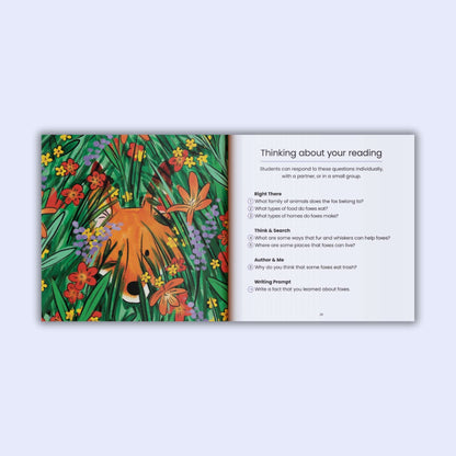 Heggerty decodable book with colorful fox illustration on a green background