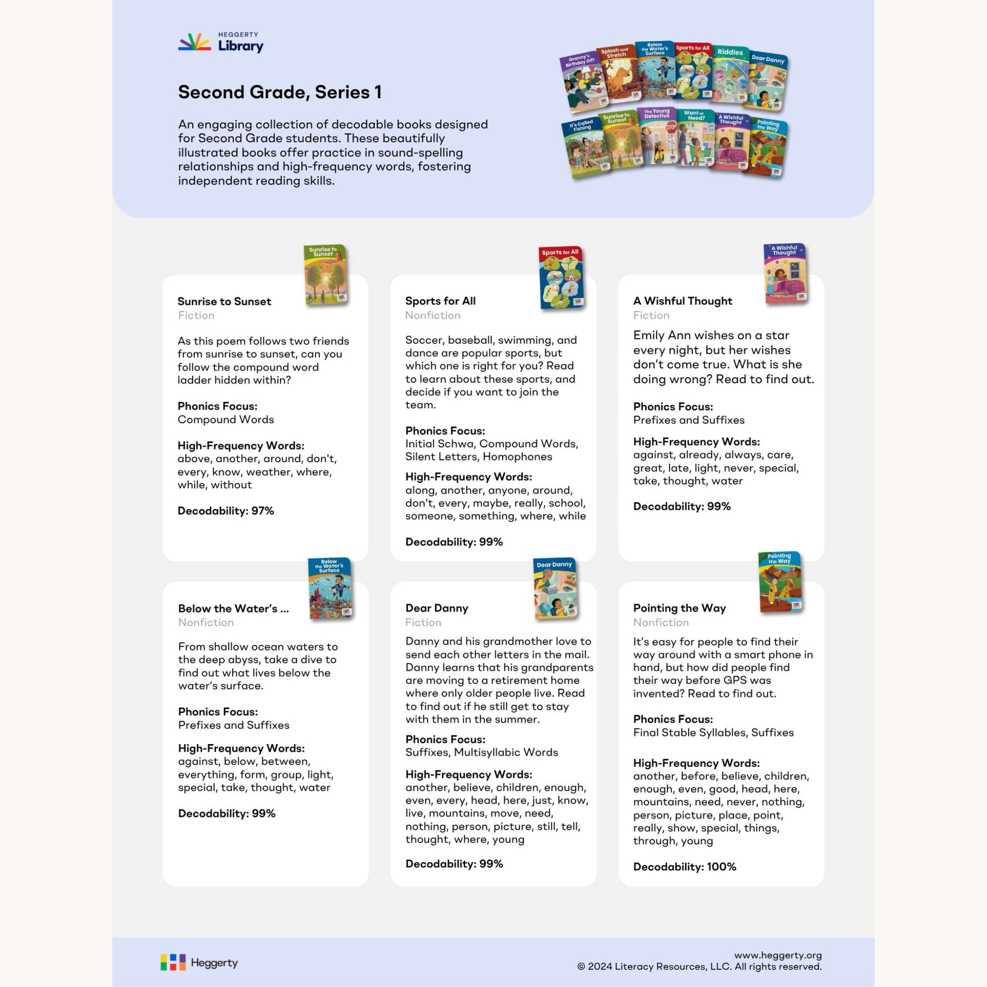 Heggerty educational decodable books for second grade on a white background