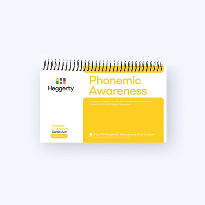 Heggerty Primary Extension Phonemic Awareness Curriculum manual featuring 12 weeks of advanced lessons for upper elementary grades 3 through 5.